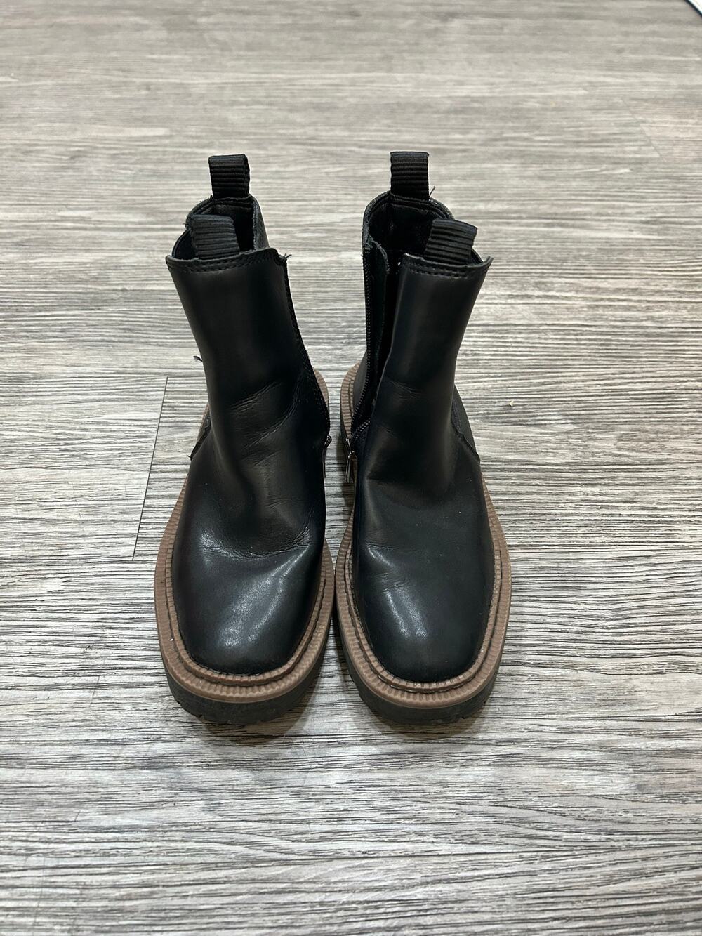 Sam Edelman Laguna Mini Black Leather Lug Sole Chelsea Boots Kids Size 1M Zip